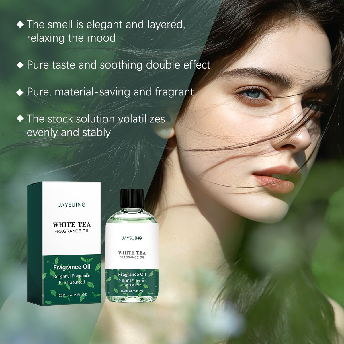 Jaysuing White Tea Fragrance Essential Oil, Long-Lasting Fragrance for Daily Commuting and Dating, Fresh and Skin-Friendly Atmosphere Perfume