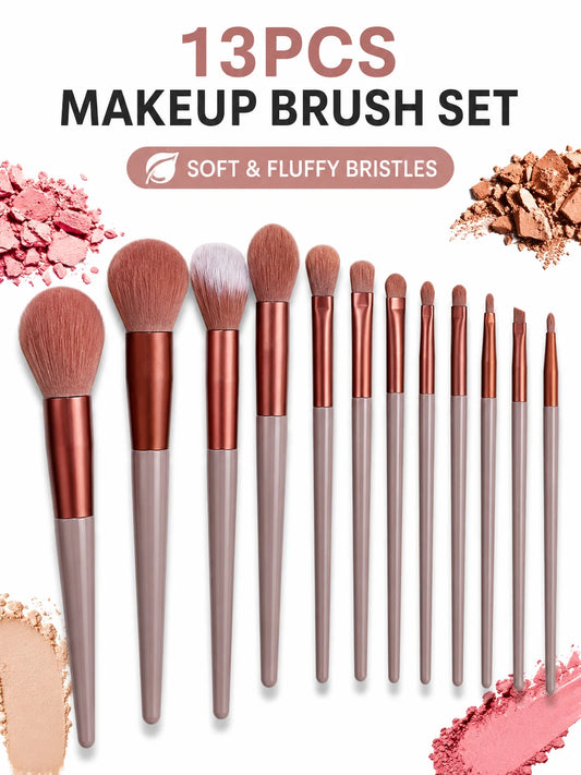 13 grey powder rose gold makeup brush set soft hair eye shadow brush loose powder brush powder blusher brush concealer brush